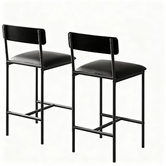 Ergonomic Bar Stools with Backrest and Footrest, Easy Assembly，Set Of 2