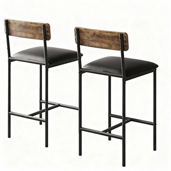 Ergonomic Bar Stools with Backrest and Footrest, Easy Assembly，Set Of 2