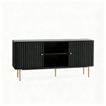 Mid Century Modern Fluted TV Stand, 55" Console, 65" TV Compatible