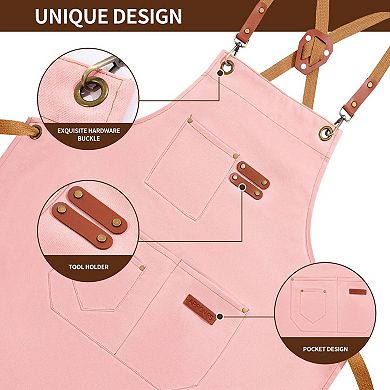 Adjustable Canvas Apron for Cooking, BBQ, Gardening - Durable, Pockets, Comfortable