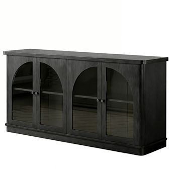 Arched Glass Door Sideboard with Adjustable Shelves for Dining Area