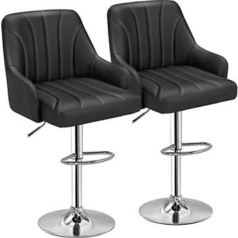 Set Of 2 Adjustable Height Bar Stools with PU Leather, Swivel, Anti-slip, Modern Design