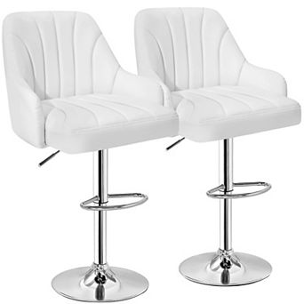 Set Of 2 Adjustable Height Bar Stools with PU Leather, Swivel, Anti-slip, Modern Design
