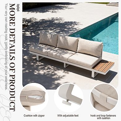 SUNSITT Outdoor Modular Aluminum Patio Conversation Set, Modern L-Shaped Sofa Set, Aluminum Frame