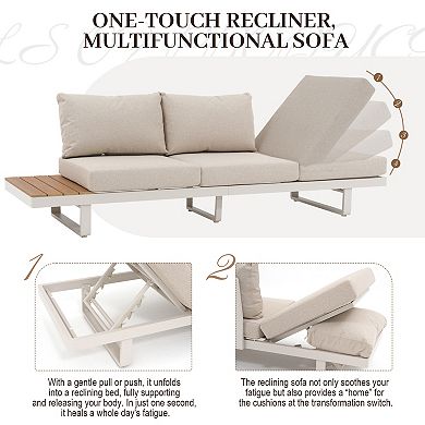 SUNSITT Outdoor Modular Aluminum Patio Conversation Set, Modern L-Shaped Sofa Set, Aluminum Frame