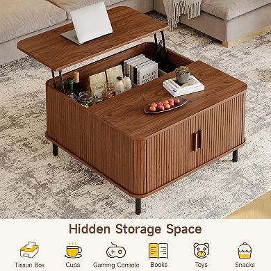 Mid-Century Modern Lift-Top Coffee Table with Storage