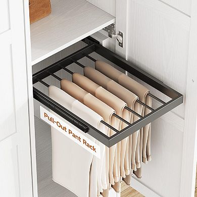 3-Door Wardrobe with Pull-Out Rack: 2 Drawers, 5 Compartments, Hanging Space