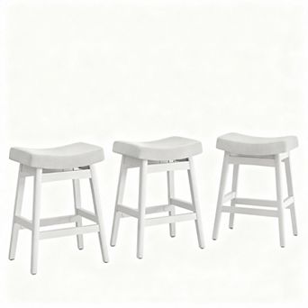 Farmhouse Beige Fabric Bar Stools, Comfortable, Stable, Easy Install