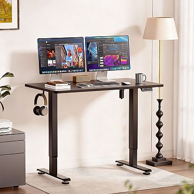 Adjustable Height Wood Desk for Home Office, Study, Gaming