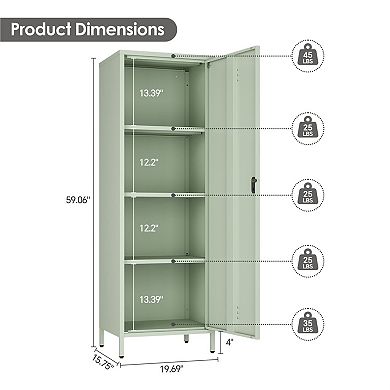 Metal Storage Cabinet with 4 Compartments, Digital Lock, Easy Assembly