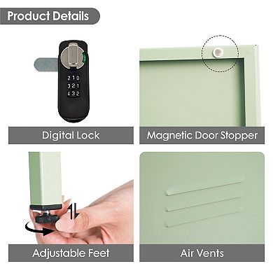 Metal Storage Cabinet with 4 Compartments, Digital Lock, Easy Assembly
