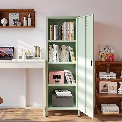 Metal Storage Cabinet with 4 Compartments, Digital Lock, Easy Assembly