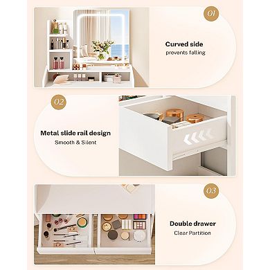 Compact Makeup Vanity Desk with LED Lighting