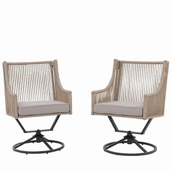 SUNSITT Outdoor Swivel Dining Chairs Set of 2, Patio Wicker Dining Chairs, All-Weather Rattan Chair