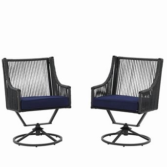 SUNSITT Outdoor Swivel Dining Chairs Set of 2, Patio Wicker Dining Chairs, All-Weather Rattan Chair