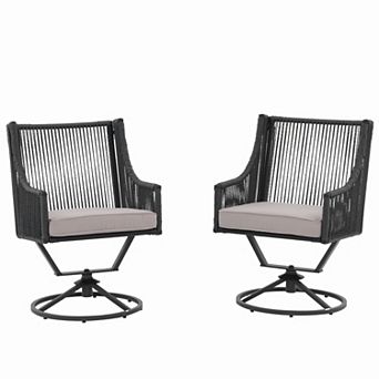 SUNSITT Outdoor Swivel Dining Chairs Set of 2, Patio Wicker Dining Chairs, All-Weather Rattan Chair