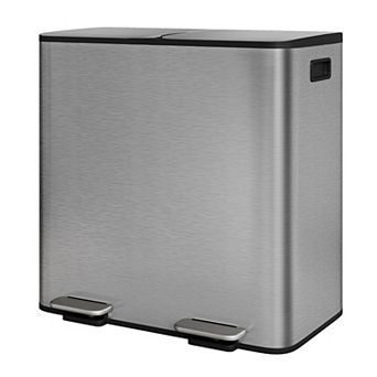 21.2Gal Dual Compartment Stainless Steel Kitchen Step-On Trash Can Garbage Recycling Bin Soft-Close