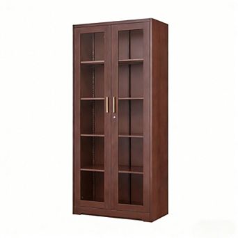 Tempered Glass Curio Cabinet, Thick Metal, Adjustable Shelves, Safety Lock