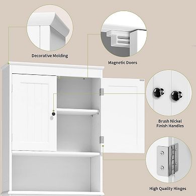 Over-the-Toilet Storage Cabinet with Adjustable Shelf and Double Doors