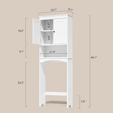 Over-the-Toilet Storage Cabinet with Adjustable Shelf and Double Doors