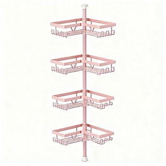 Adjustable Height Shower Organizer, No Drilling, 4 Baskets, Rust-Proof Steel