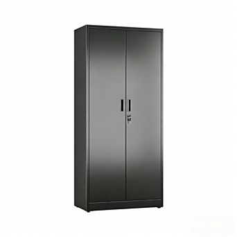 Metal Storage Cabinet with 4 Shelves, 5 Pegboards, 13 Hooks for Home