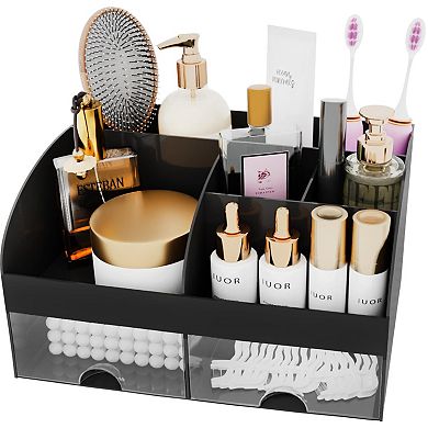 Makeup Organizer with 6 Sections & 2 Drawers for Vanity, Bathroom, Office