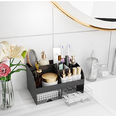 Makeup Organizer with 6 Sections & 2 Drawers for Vanity, Bathroom, Office