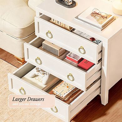 Three-drawer side table, nightstand, suitable for modern bedrooms and living rooms