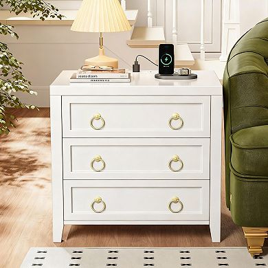Three-drawer side table, nightstand, suitable for modern bedrooms and living rooms
