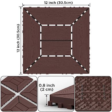 44pcs 12in New Interlocking Deck Tiles Indoor Outdoor Brown