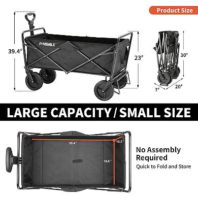 220Lbs Collapsible Wagon Heavy Duty Foldable Outdoor Camping Beach All-Terrain