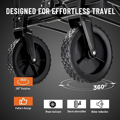 220Lbs Collapsible Wagon Heavy Duty Foldable Outdoor Camping Beach All-Terrain