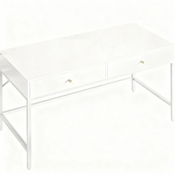 White Gold Vanity Desk with Drawers for Makeup or Office