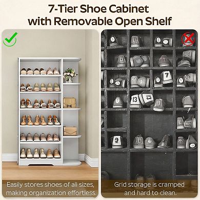 7-Tier Adjustable Shoe Storage Cabinet for Entryway