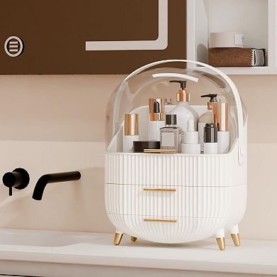 Makeup Organizer for Vanity Skincare with Lid and Drawers