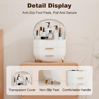 Makeup Organizer for Vanity Skincare with Lid and Drawers