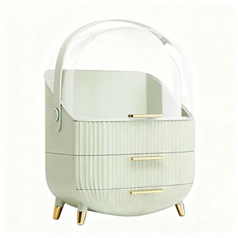 Makeup Organizer for Vanity Skincare with Lid and Drawers