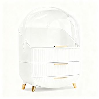 Makeup Organizer for Vanity Skincare with Lid and Drawers