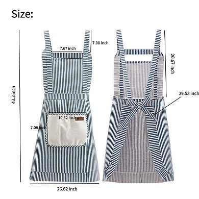 2 Pack Adjustable Cotton-Linen Apron with Pockets for Cooking & BBQ
