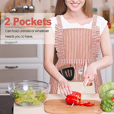 2 Pack Adjustable Cotton-Linen Apron with Pockets for Cooking & BBQ
