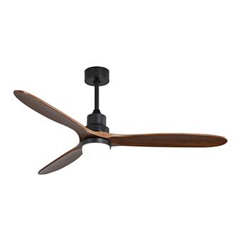 60 Inch Ceiling Fan With Lights 3 Wood Blades Noiseless Remote