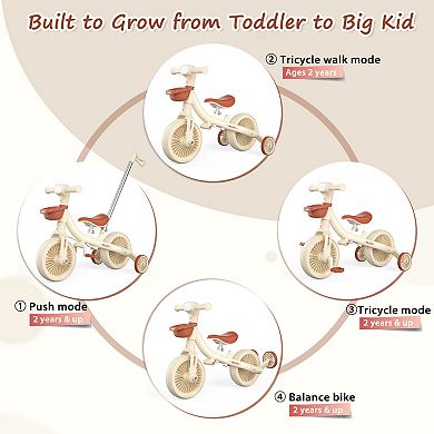 5-in-1 Toddler Tricycle with Push Handle for Boys & Girls Ages 2-5