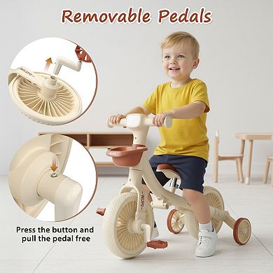 5-in-1 Toddler Tricycle with Push Handle for Boys & Girls Ages 2-5