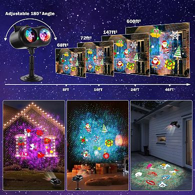 3-in-1 Wave Ocean Effect LED Projector with 10 Slides/80 HD Patterns for Christmas, Halloween Decor