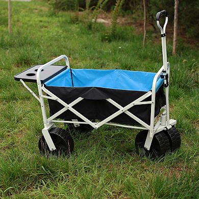 Folding Wagon Garden Shopping Beach Cart White