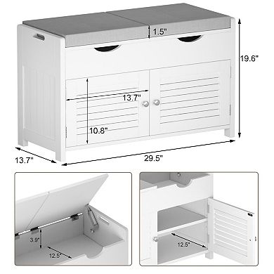 Lift Top Shoe Storage Bench with Louvre Doors & Adjustable Shelves