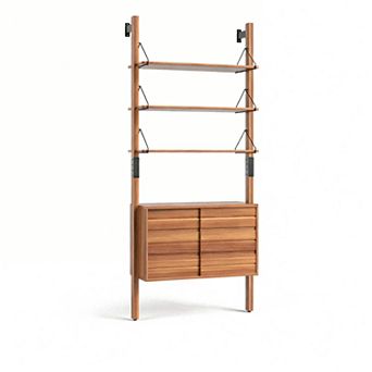 Mid-Century Modern Wall-Mounted 6 tier Bookshelf for Living Spaces