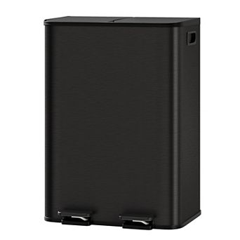 16Gal Dual Compartment Stainless Steel Kitchen Step-On Trash Can Garbage Recycling Bin Soft-Close