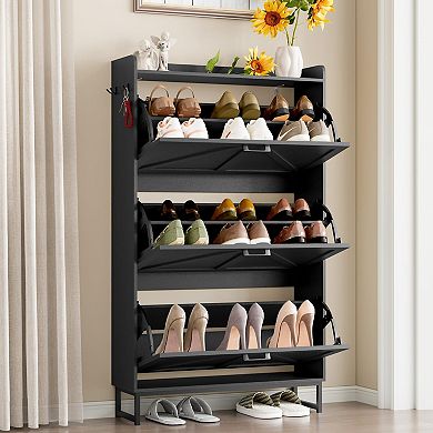 Narrow Flip Drawer Shoe Cabinet for Entryway, Hallway, Living Room